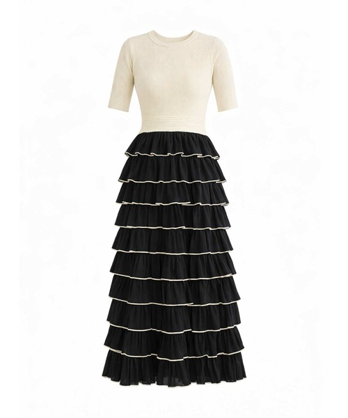 ACYM（アシーム）の「ドッキングスカートワンピース（ワンピース・レディース・ホワイト/ブラック・FREE）」の11枚目の写真