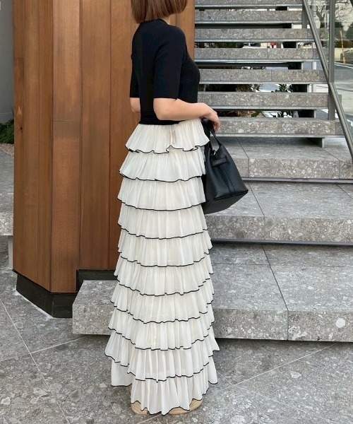 ACYM（アシーム）の「ドッキングスカートワンピース（ワンピース・レディース・ホワイト/ブラック・FREE）」の6枚目の写真