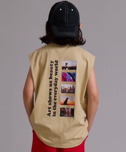 PAIRMANON STREET（ペアマノンストリート）の「【90-160cm】【綿100%】吸水速乾 グラフィックタンク【PAIRMANON STREET】（タンクトップ・キッズ・オフホワイト/ブラック系その他/ベージュ/ブラック・100/110/120/130/140/150/160/90）」の4枚目の写真
