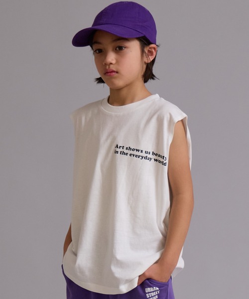 PAIRMANON STREET（ペアマノンストリート）の「【90-160cm】【綿100%】吸水速乾 グラフィックタンク【PAIRMANON STREET】（タンクトップ・キッズ・オフホワイト/ブラック系その他/ベージュ/ブラック・100/110/120/130/140/150/160/90）」の7枚目の写真