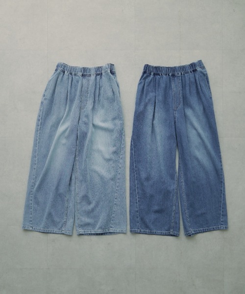 PUAL CE CIN（ピュアルセシン）の「綿麻デニムイージーパンツ（デニムパンツ・レディース・ブルー/インディゴブルー・FREE）」の9枚目の写真