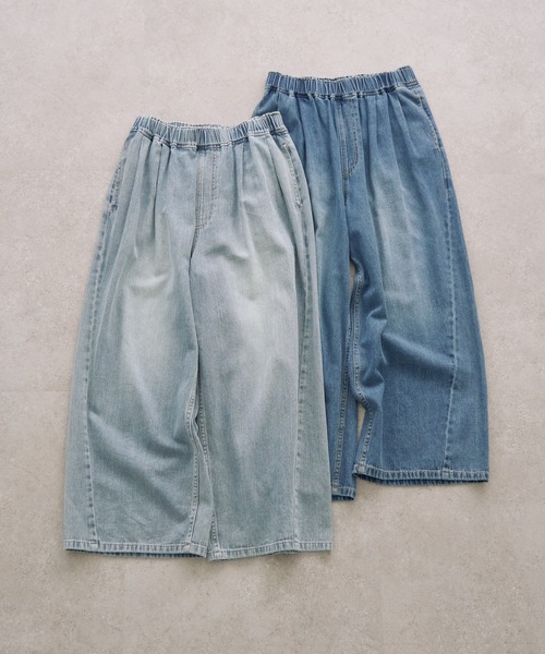 PUAL CE CIN（ピュアルセシン）の「綿麻デニムイージーパンツ（デニムパンツ・レディース・ブルー/インディゴブルー・FREE）」の10枚目の写真