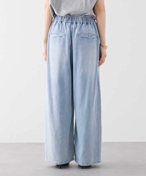 PUAL CE CIN（ピュアルセシン）の「綿麻デニムイージーパンツ（デニムパンツ・レディース・ブルー/インディゴブルー・FREE）」の3枚目の写真