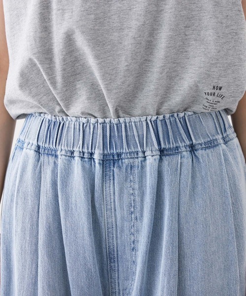 PUAL CE CIN（ピュアルセシン）の「綿麻デニムイージーパンツ（デニムパンツ・レディース・ブルー/インディゴブルー・FREE）」の4枚目の写真
