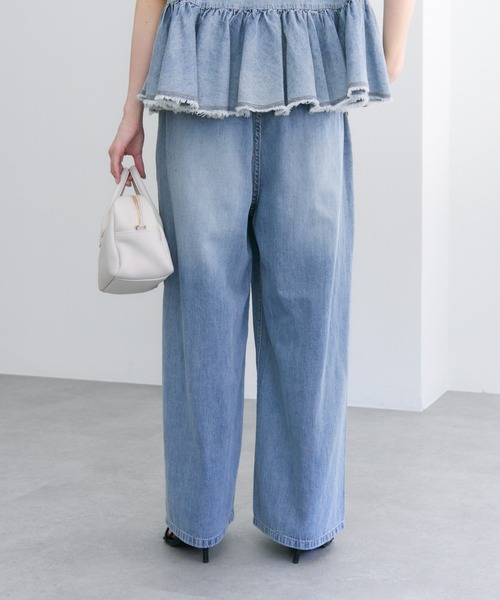 PUAL CE CIN（ピュアルセシン）の「綿麻デニムイージーパンツ（デニムパンツ・レディース・ブルー/インディゴブルー・FREE）」の13枚目の写真