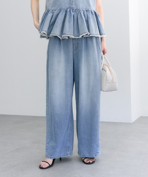 PUAL CE CIN（ピュアルセシン）の「綿麻デニムイージーパンツ（デニムパンツ・レディース・ブルー/インディゴブルー・FREE）」の11枚目の写真