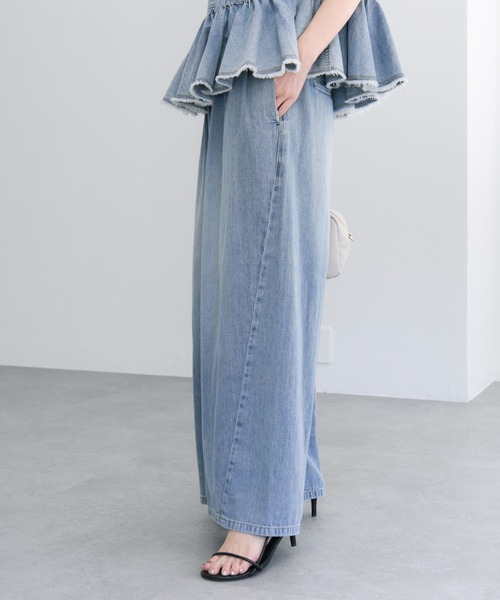 PUAL CE CIN（ピュアルセシン）の「綿麻デニムイージーパンツ（デニムパンツ・レディース・ブルー/インディゴブルー・FREE）」の12枚目の写真