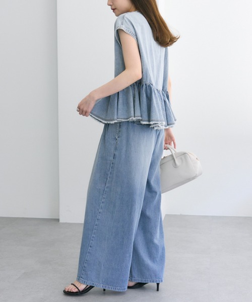 PUAL CE CIN（ピュアルセシン）の「綿麻デニムイージーパンツ（デニムパンツ・レディース・ブルー/インディゴブルー・FREE）」の15枚目の写真