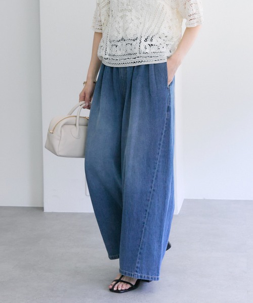 PUAL CE CIN（ピュアルセシン）の「綿麻デニムイージーパンツ（デニムパンツ・レディース・ブルー/インディゴブルー・FREE）」の20枚目の写真