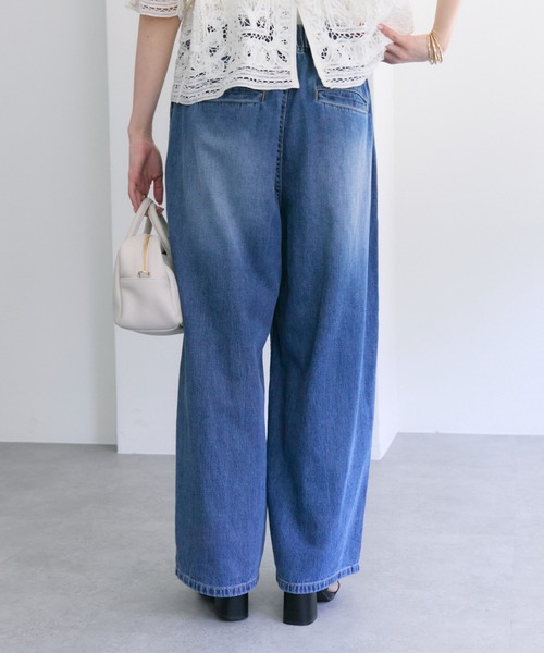 PUAL CE CIN（ピュアルセシン）の「綿麻デニムイージーパンツ（デニムパンツ・レディース・ブルー/インディゴブルー・FREE）」の21枚目の写真