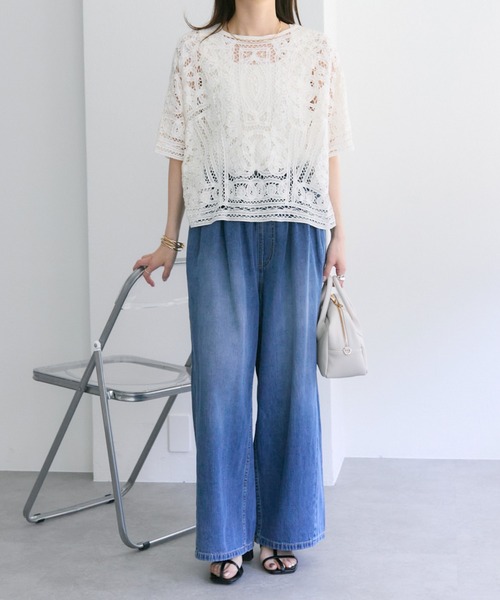 PUAL CE CIN（ピュアルセシン）の「綿麻デニムイージーパンツ（デニムパンツ・レディース・ブルー/インディゴブルー・FREE）」の22枚目の写真