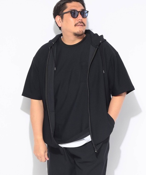 パーカー 半袖 メンズ 大きいサイズ 快ラクWEAR ドライ フルジップ