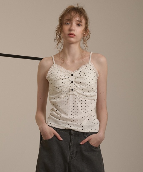 hazyl(ヘイジル)の「eyelet gather camisole/アイレットギャザーキャミソール(キャミソール・レディース・グレー系その他/オフホワイト/ホワイト系その他/カーキ・フリー)」の5枚目の写真