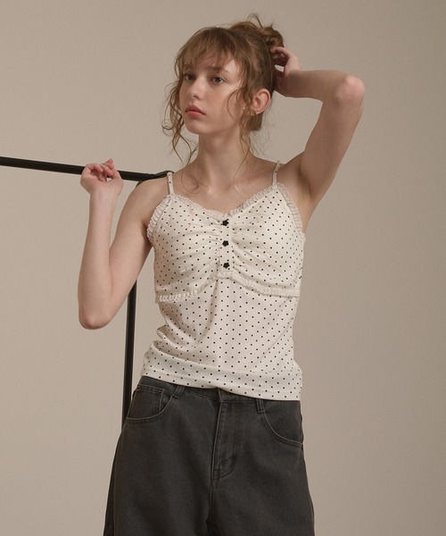 hazyl(ヘイジル)の「eyelet gather camisole/アイレットギャザーキャミソール(キャミソール・レディース・グレー系その他/オフホワイト/ホワイト系その他/カーキ・フリー)」の6枚目の写真