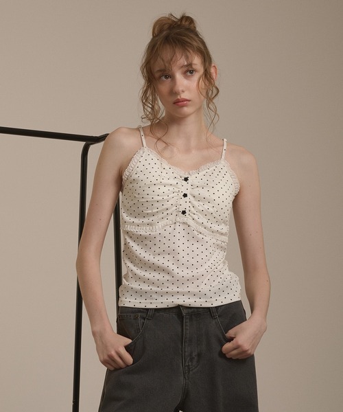 hazyl(ヘイジル)の「eyelet gather camisole/アイレットギャザーキャミソール(キャミソール・レディース・グレー系その他/オフホワイト/ホワイト系その他/カーキ・フリー)」の8枚目の写真