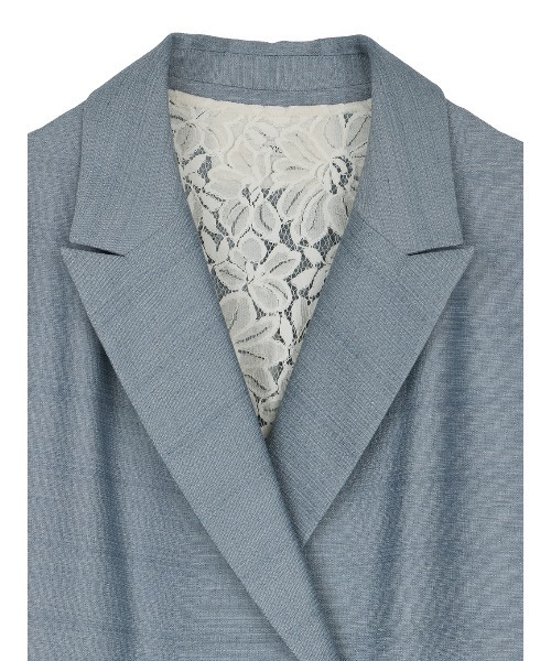 Ameri(アメリ)の「MELANGE LACE VEST LAYERED JACKET(ノーカラージャケット・レディース・ブルー/アイボリー・SMALL/MEDIUM)」の18枚目の写真
