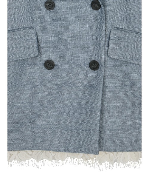 Ameri(アメリ)の「MELANGE LACE VEST LAYERED JACKET(ノーカラージャケット・レディース・ブルー/アイボリー・SMALL/MEDIUM)」の16枚目の写真