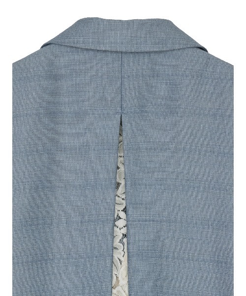 Ameri(アメリ)の「MELANGE LACE VEST LAYERED JACKET(ノーカラージャケット・レディース・ブルー/アイボリー・SMALL/MEDIUM)」の14枚目の写真