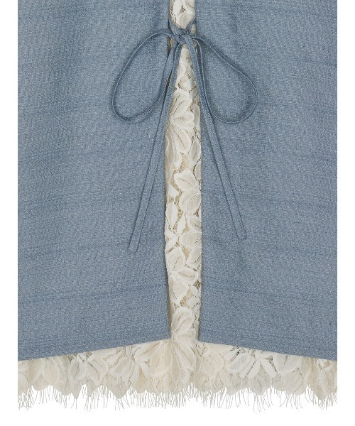 Ameri(アメリ)の「MELANGE LACE VEST LAYERED JACKET(ノーカラージャケット・レディース・ブルー/アイボリー・SMALL/MEDIUM)」の13枚目の写真