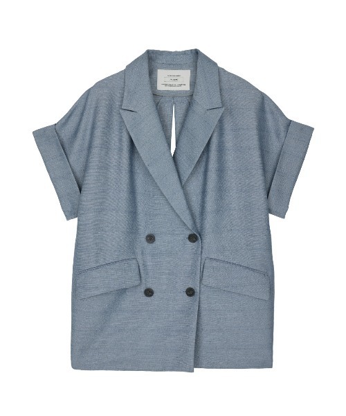 Ameri(アメリ)の「MELANGE LACE VEST LAYERED JACKET(ノーカラージャケット・レディース・ブルー/アイボリー・SMALL/MEDIUM)」の12枚目の写真