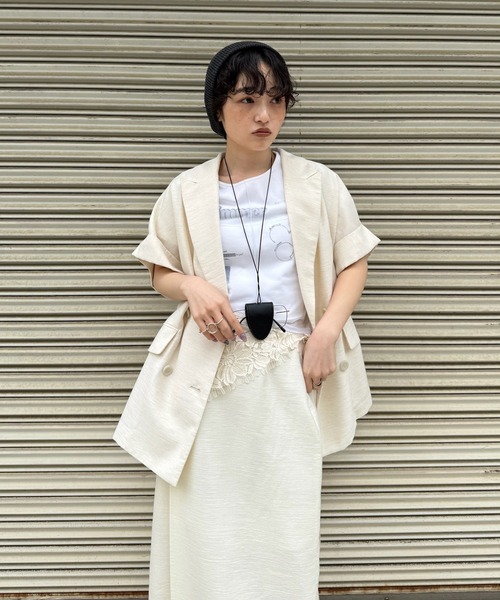 Ameri(アメリ)の「MELANGE LACE VEST LAYERED JACKET(ノーカラージャケット・レディース・ブルー/アイボリー・SMALL/MEDIUM)」の22枚目の写真