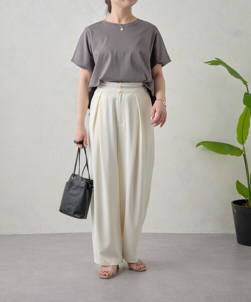 Jena espace merveilleux（ジェナ　エスパスメルヴェイユ）の「ウエストライントロミパンツ（その他パンツ・レディース・チャコールグレー/オフホワイト/ベージュ・FREE）」の4枚目の写真