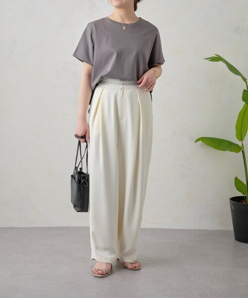 Jena espace merveilleux（ジェナ　エスパスメルヴェイユ）の「ウエストライントロミパンツ（その他パンツ・レディース・チャコールグレー/オフホワイト/ベージュ・FREE）」の9枚目の写真