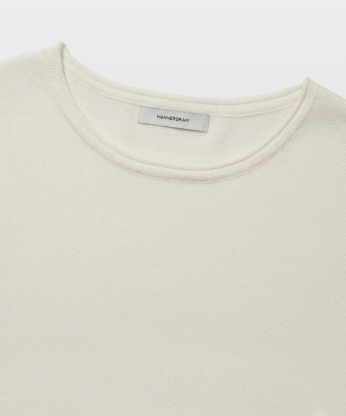 MANNERGRAM(マナーグラム)の「ソフトコットン100 ローリングエッジ ラウンド 半袖ニット オフホワイト(ニット/セーター・メンズ・その他・LARGE)」の6枚目の写真