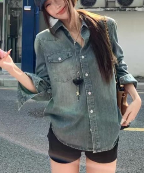 semplice（センプリチェ）の「シャツ【韓国ファッション】（シャツ/ブラウス・レディース・ブルー・XL/L/M/S）」の2枚目の写真