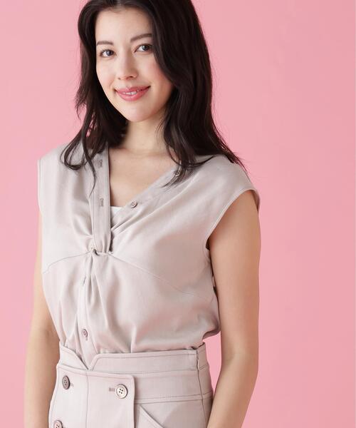 PINKY&DIANNE(ピンキーアンドダイアン)の「◆フロントクロスブラウス(シャツ/ブラウス・レディース・ベージュ/ネイビー・38)」の4枚目の写真