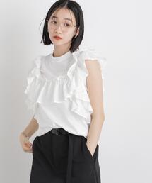 3wayデザインフリルコンビカットトップス