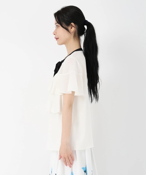 STRAWBERRY-FIELDS(ストロベリーフィールズ)の「ストレッチジョーゼット_(シャツ/ブラウス・レディース・ホワイト×ブラック/ホワイト/ピンク・2)」の20枚目の写真