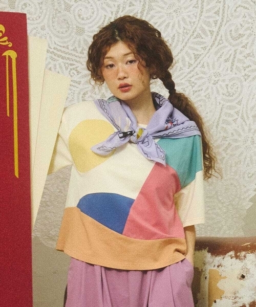 Jocomomola（ホコモモラ）の「【接触冷感】T/C天竺 アップリケTシャツ（Tシャツ/カットソー・レディース・ミント/アイボリー・40）」の22枚目の写真