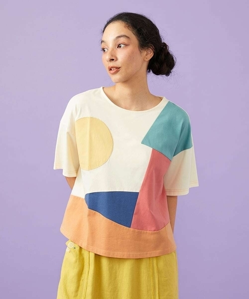 Jocomomola（ホコモモラ）の「【接触冷感】T/C天竺 アップリケTシャツ（Tシャツ/カットソー・レディース・ミント/アイボリー・40）」の16枚目の写真