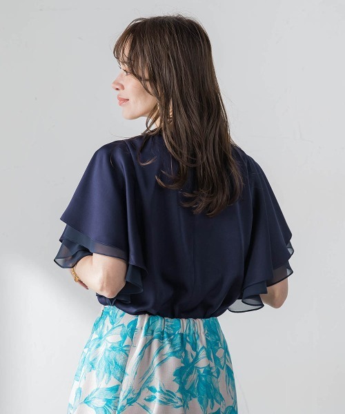 Viaggio Blu（ビアッジョブルー）の「ラッフルスリーブブラウス（シャツ/ブラウス・レディース・ホワイト/ネイビー・M）」の19枚目の写真
