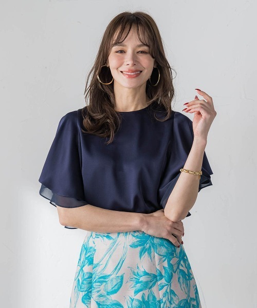 Viaggio Blu（ビアッジョブルー）の「ラッフルスリーブブラウス（シャツ/ブラウス・レディース・ホワイト/ネイビー・M）」の17枚目の写真