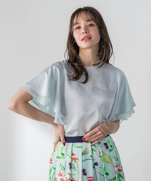 Viaggio Blu（ビアッジョブルー）の「ラッフルスリーブブラウス（シャツ/ブラウス・レディース・ホワイト/ネイビー・M）」の11枚目の写真
