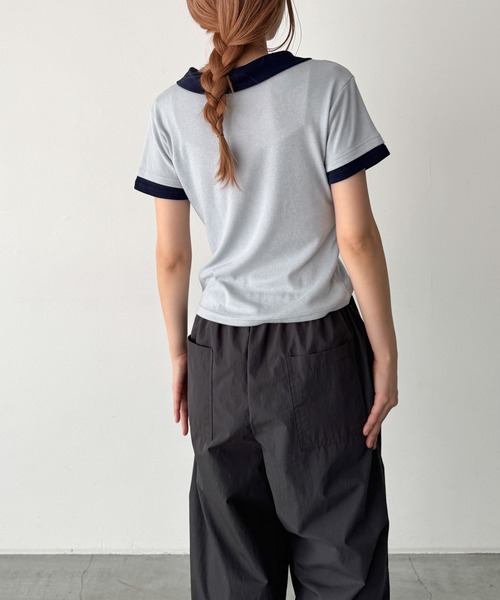 CANAL JEAN(キャナルジーン)の「El mar レイヤード半袖ポロシャツ(ポロシャツ・レディース・ネイビー/サックスブルー・ONE SIZE)」の7枚目の写真
