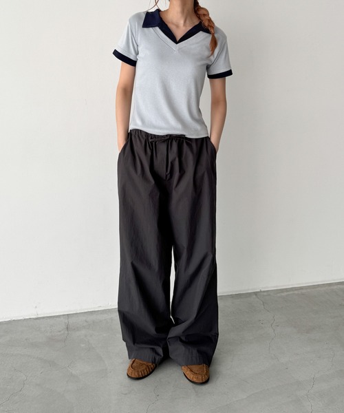 CANAL JEAN(キャナルジーン)の「El mar レイヤード半袖ポロシャツ(ポロシャツ・レディース・ネイビー/サックスブルー・ONE SIZE)」の8枚目の写真