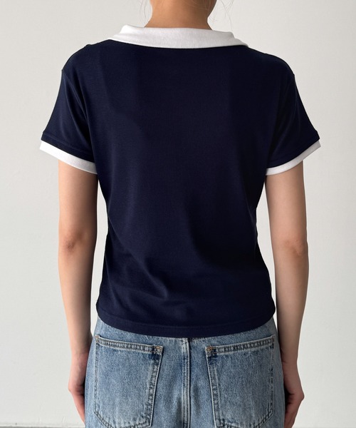 CANAL JEAN(キャナルジーン)の「El mar レイヤード半袖ポロシャツ(ポロシャツ・レディース・ネイビー/サックスブルー・ONE SIZE)」の11枚目の写真