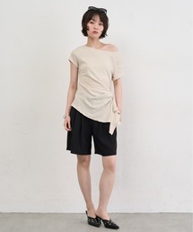 Asymmetry Draped Side Knot Top / アシンメトリードレープサイドノットトップ