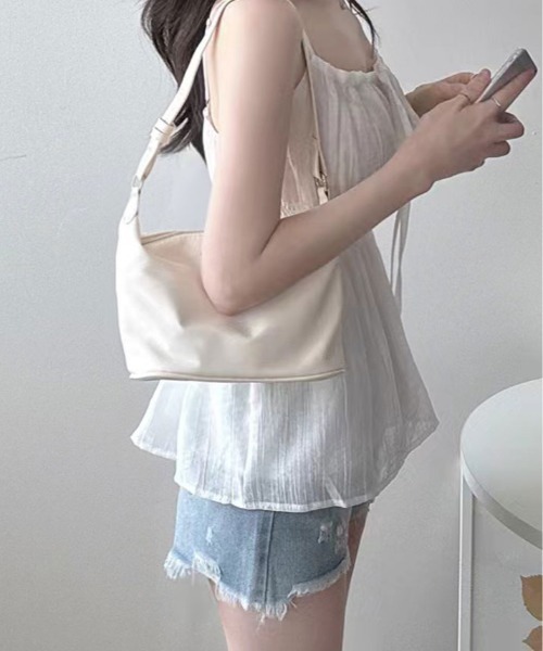 kirakiraShop（キラキラショップ）の「フロント リボン ぺプラム キャミ トップス（キャミソール・レディース・ブルー/クリーム/ブラック/ホワイト・FREE）」の19枚目の写真