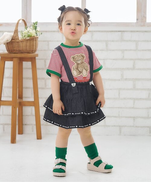 apres les cours(アプレレクール)の「tiny bearサスペンダー付きティアードスカート(スカート・キッズ・ブラック・120/110/100/90/80)」の2枚目の写真