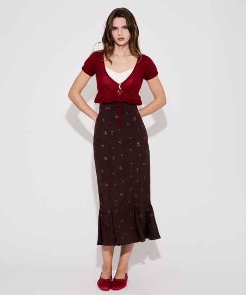 DEICY(デイシー)の「ローズ刺繍マーメイドスカート(スカート・レディース・ベビーピンク/ブラウン・0/1)」の2枚目の写真