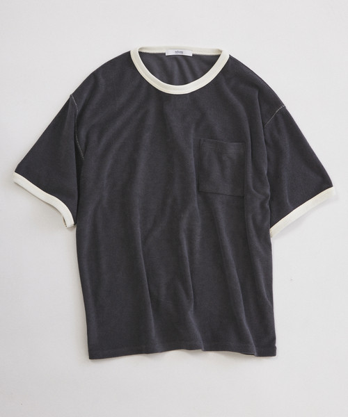 JOURNAL STANDARD relume(ジャーナルスタンダード レリューム)の「パイル リンガー Tシャツ(Tシャツ/カットソー・メンズ・ライトイエロー/ボルドー/ブラックミックス・MEDIUM/LARGE)」の4枚目の写真