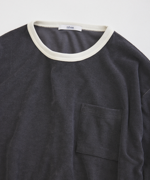 JOURNAL STANDARD relume(ジャーナルスタンダード レリューム)の「パイル リンガー Tシャツ(Tシャツ/カットソー・メンズ・ライトイエロー/ボルドー/ブラックミックス・MEDIUM/LARGE)」の5枚目の写真