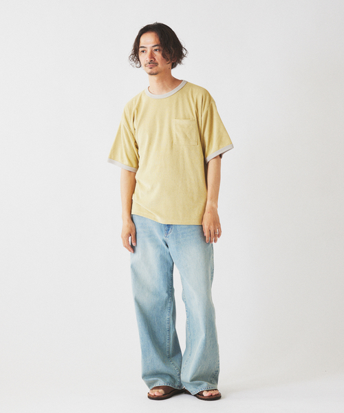 JOURNAL STANDARD relume(ジャーナルスタンダード レリューム)の「パイル リンガー Tシャツ(Tシャツ/カットソー・メンズ・ライトイエロー/ボルドー/ブラックミックス・MEDIUM/LARGE)」の9枚目の写真