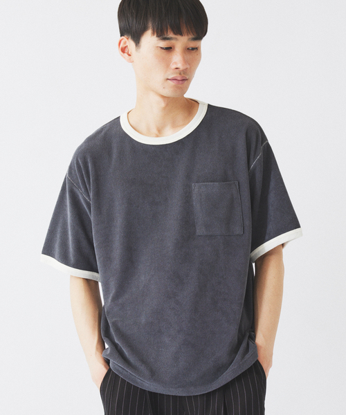 JOURNAL STANDARD relume(ジャーナルスタンダード レリューム)の「パイル リンガー Tシャツ(Tシャツ/カットソー・メンズ・ライトイエロー/ボルドー/ブラックミックス・MEDIUM/LARGE)」の10枚目の写真