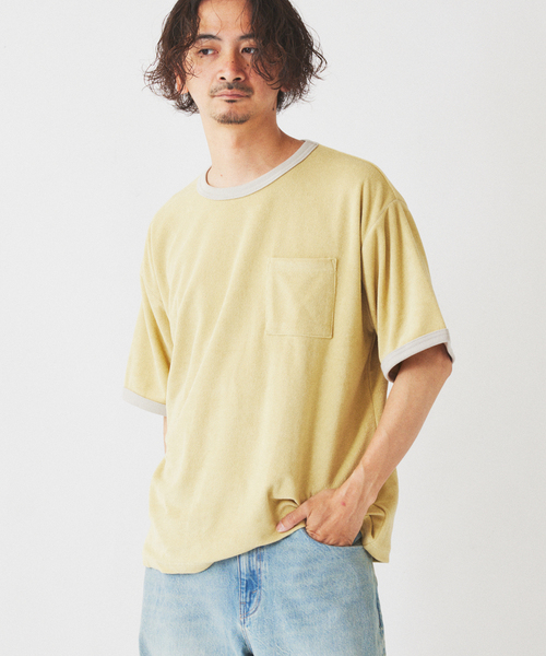 JOURNAL STANDARD relume(ジャーナルスタンダード レリューム)の「パイル リンガー Tシャツ(Tシャツ/カットソー・メンズ・ライトイエロー/ボルドー/ブラックミックス・MEDIUM/LARGE)」の16枚目の写真