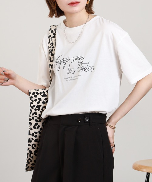 A.N.L(エーエヌエル レーベル)の「A.N.L 刺繍×プリントロゴデザインTシャツ 半袖(Tシャツ/カットソー・レディース・ブラック/ブルー/カーキ/オフホワイト・38)」の1枚目の写真